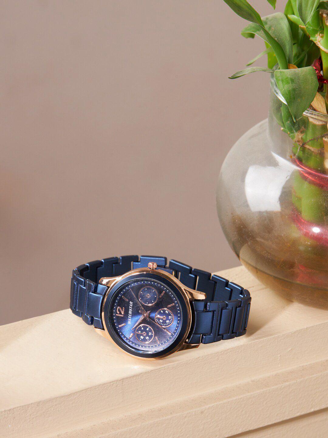 watchstar women stainless steel straps analogue watch lovely blue