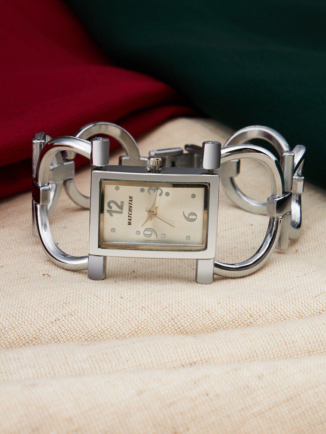 watchstar women stainless steel straps analogue watch spider silver
