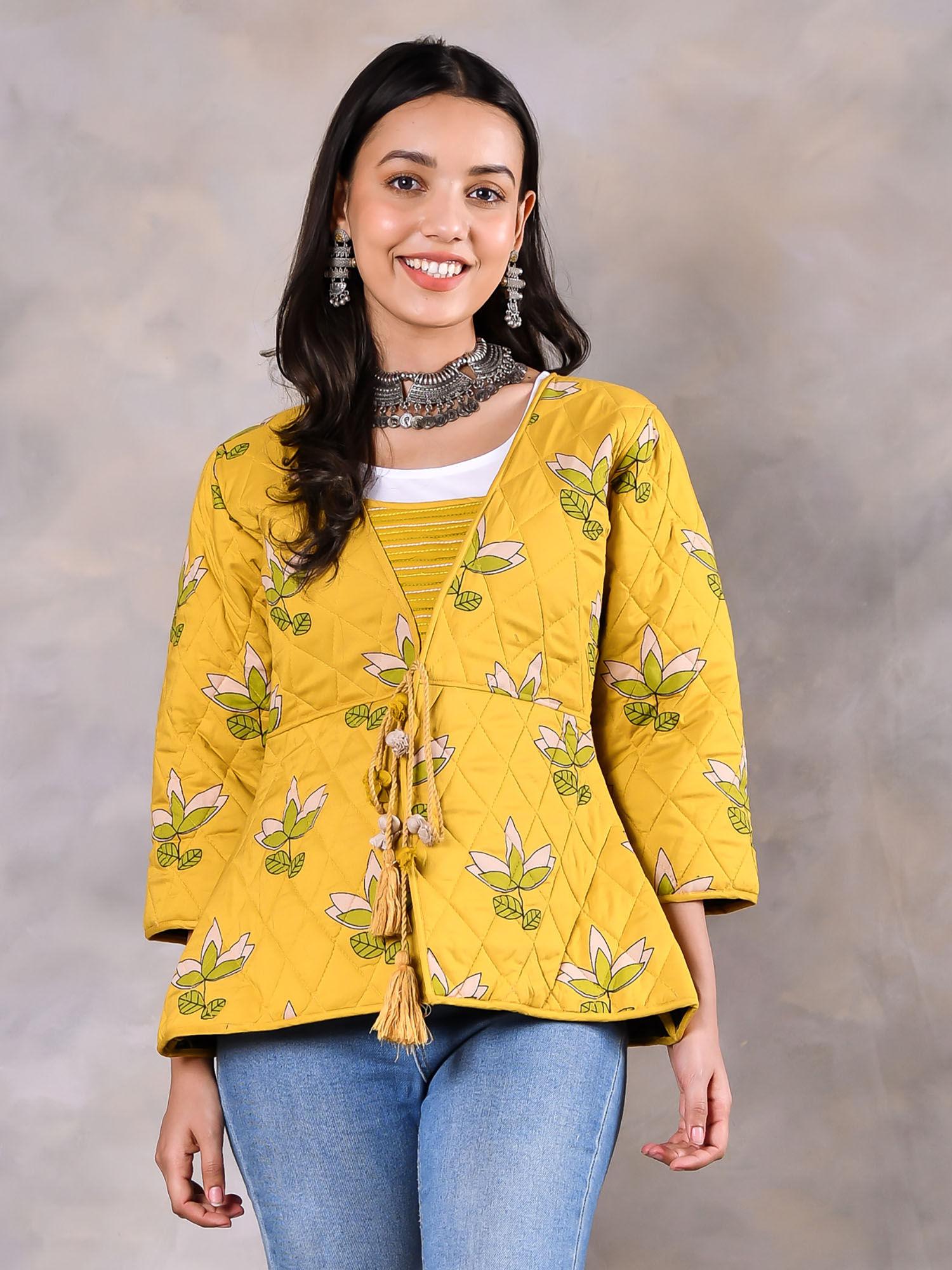 water lily mustard quilted jacket