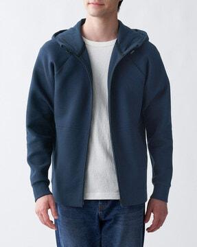 water-repellent double knit zip-up hoodie