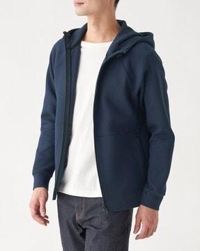 water-repellent double knit zip-up hoodie