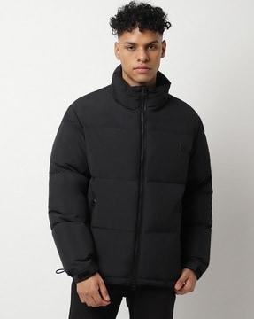 water-repellent regular fit puffer jacket with stacked logo
