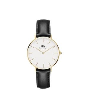 water-resistant analogue watch with leather strap-dw00100549