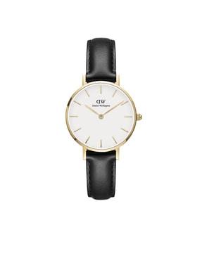 water-resistant analogue watch with leather strap-dw00100551