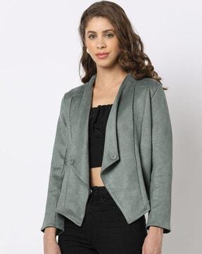 waterfall jacket with button accent