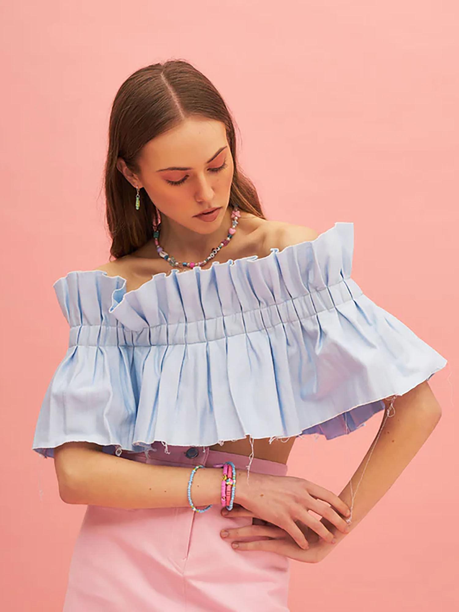 waterfall mist pleated tube top