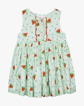 watermelon print fit & flare dress