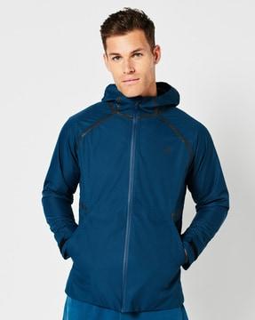 waterproof zip-front hooded jacket