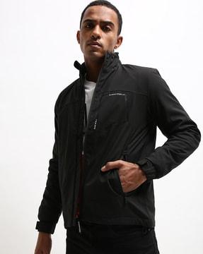 waterproof zip-front jacket with slip pockets