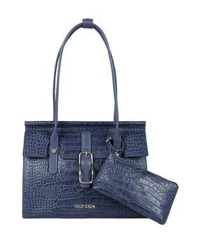 watson 03-shiny ranch croc-embossed shoulder bag with pouch