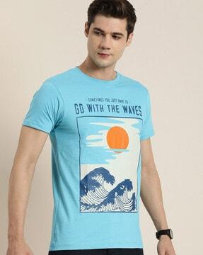 wave print crew-neck t-shirt