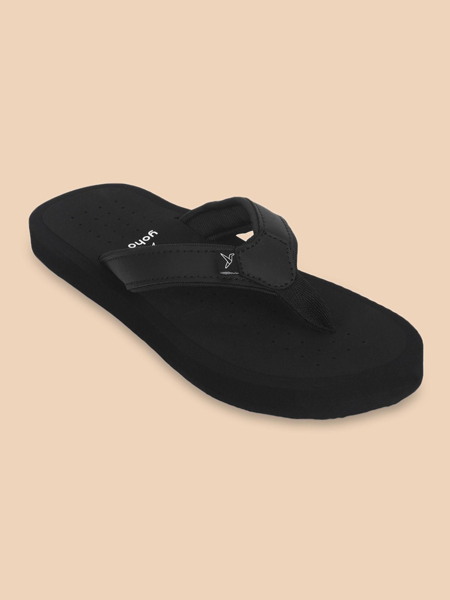 waves men slippers with arch support & comfortable black