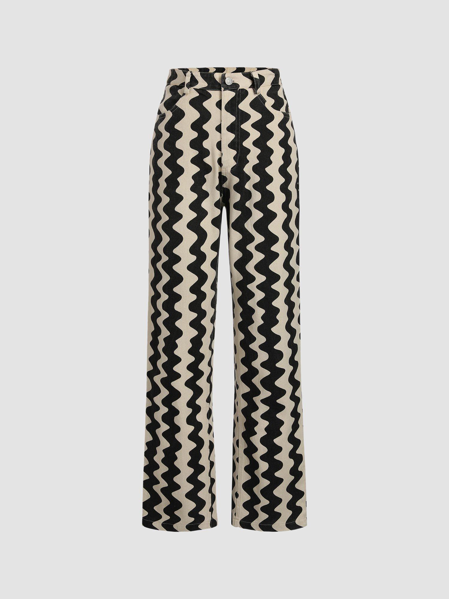 wavy retro straight leg trousers