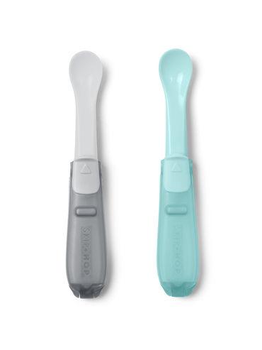 weaning accessory easy-fold travel spoons teal/grey 3m to 36m