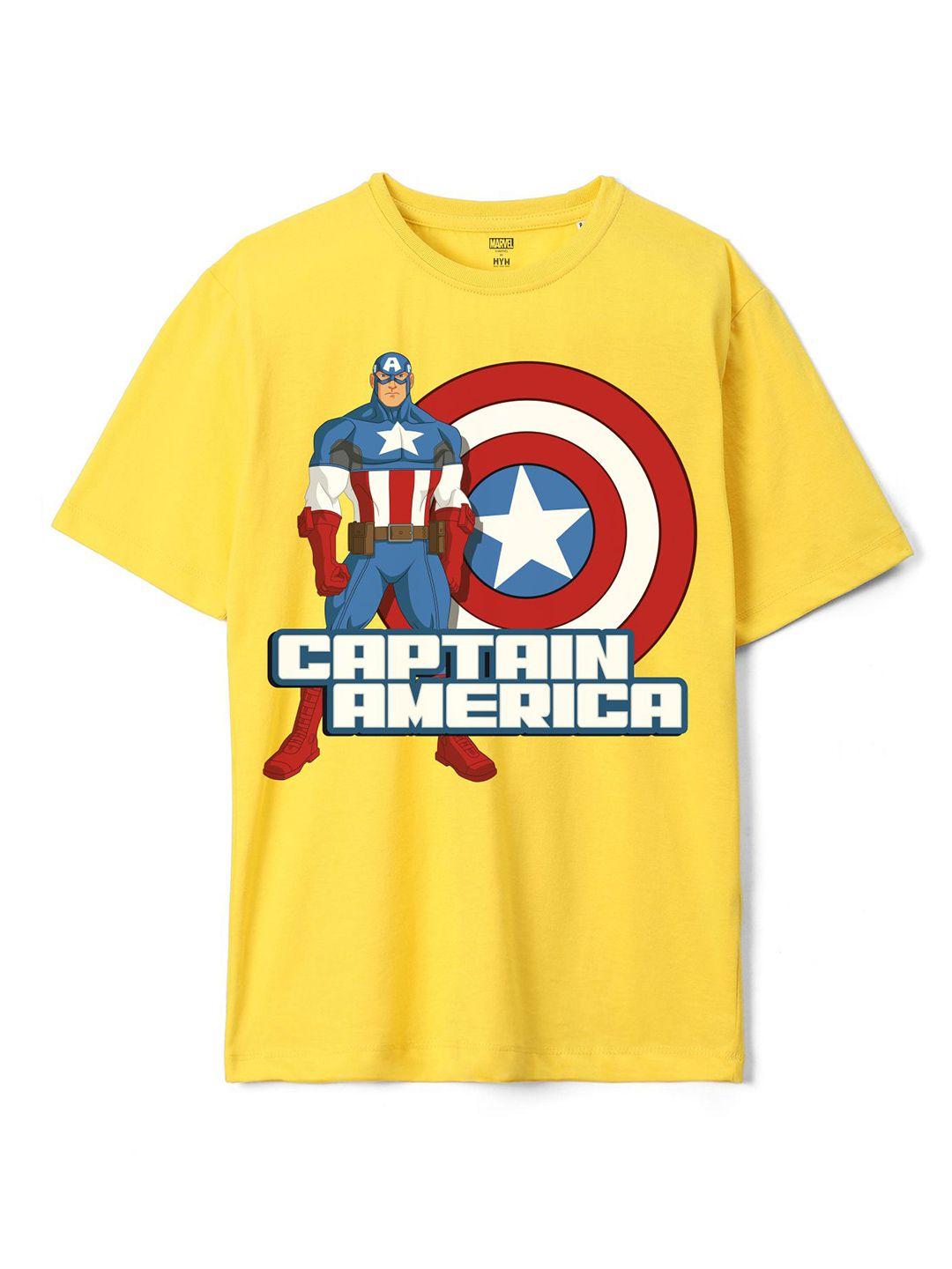 wear your mind boys captain america printed loose knitted pure cotton t-shirt