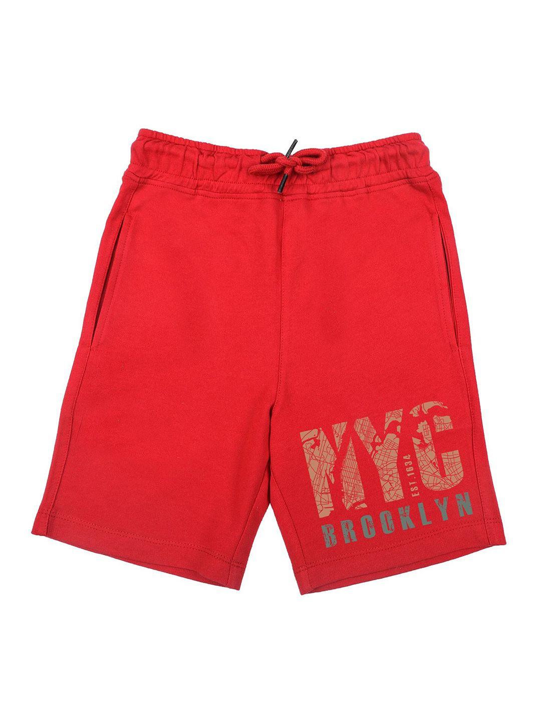wear your mind boys red typography printed shorts