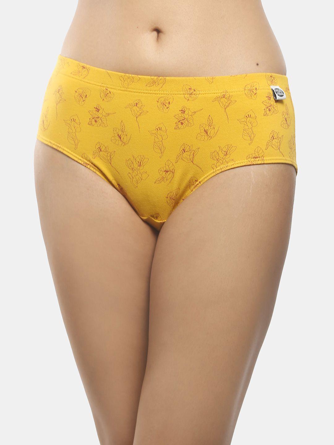 wear equal mustard yellow floral printed hipster brief