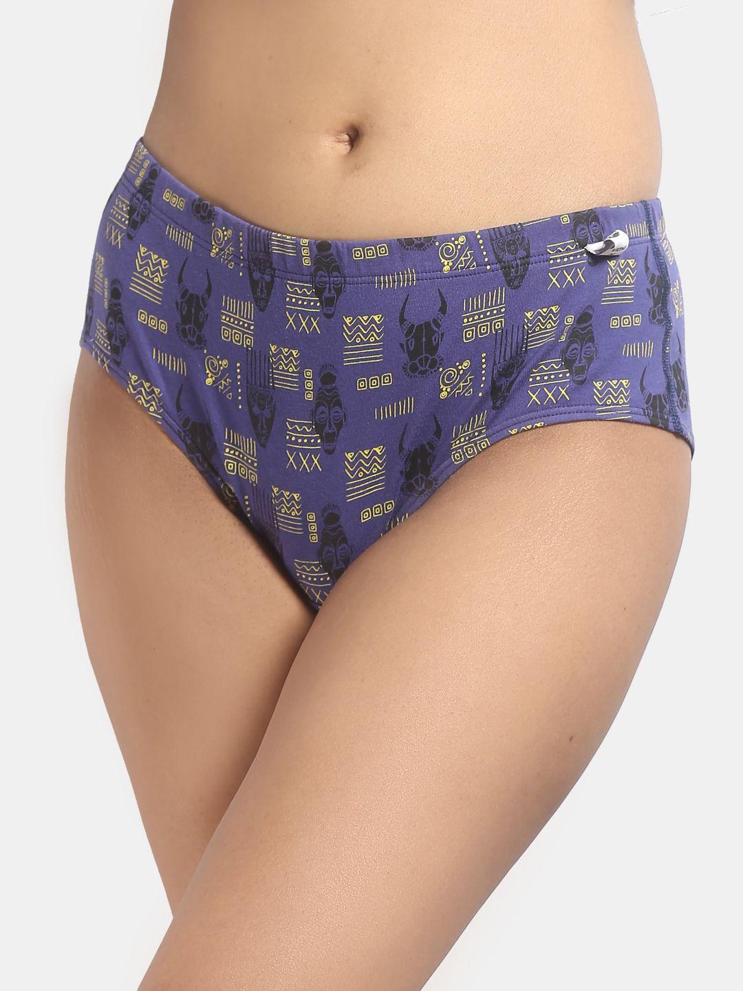 wear equal women purple & black printed hipster briefs