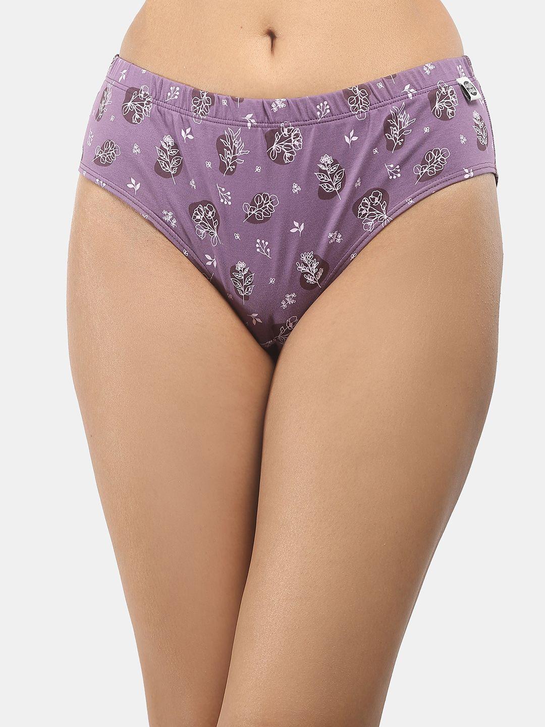 wear equal women purple & white printed bikini briefs 002/ba/aop