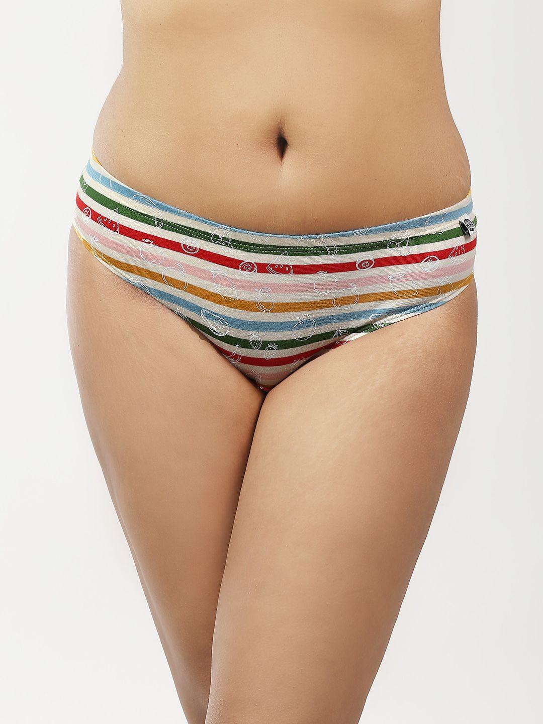 wear equal women white & red printed basic briefs