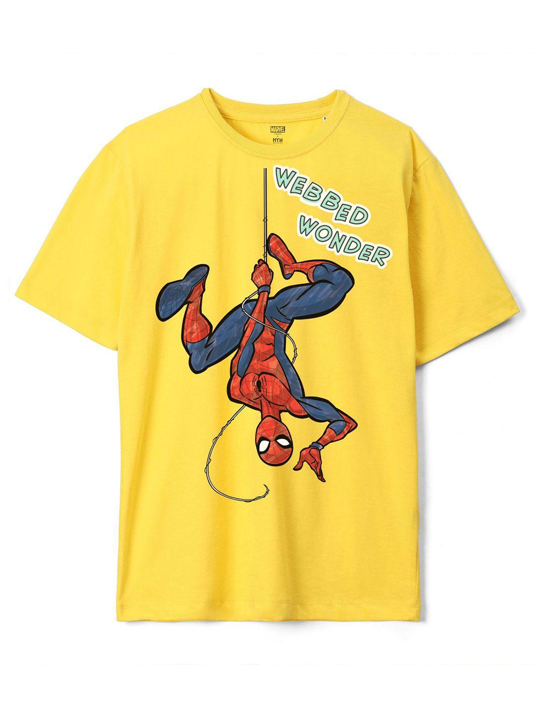 wear your mind boys spider man printed pure cotton oversized t-shirt