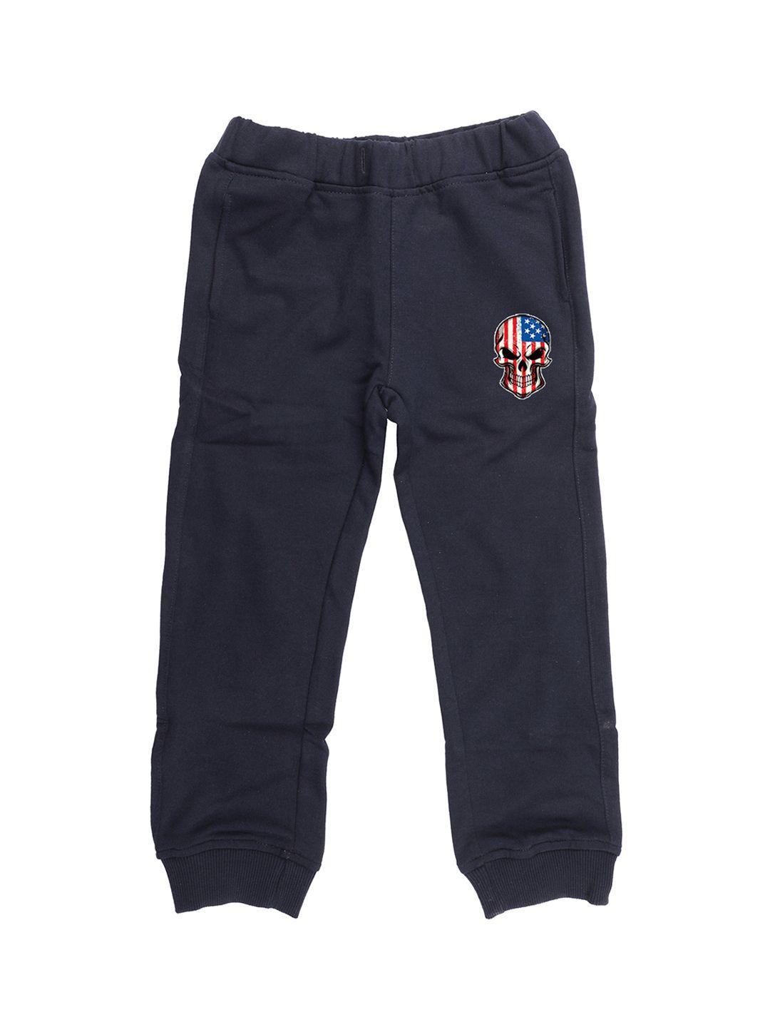 wear your mind kids navy blue solid straight fit joggers