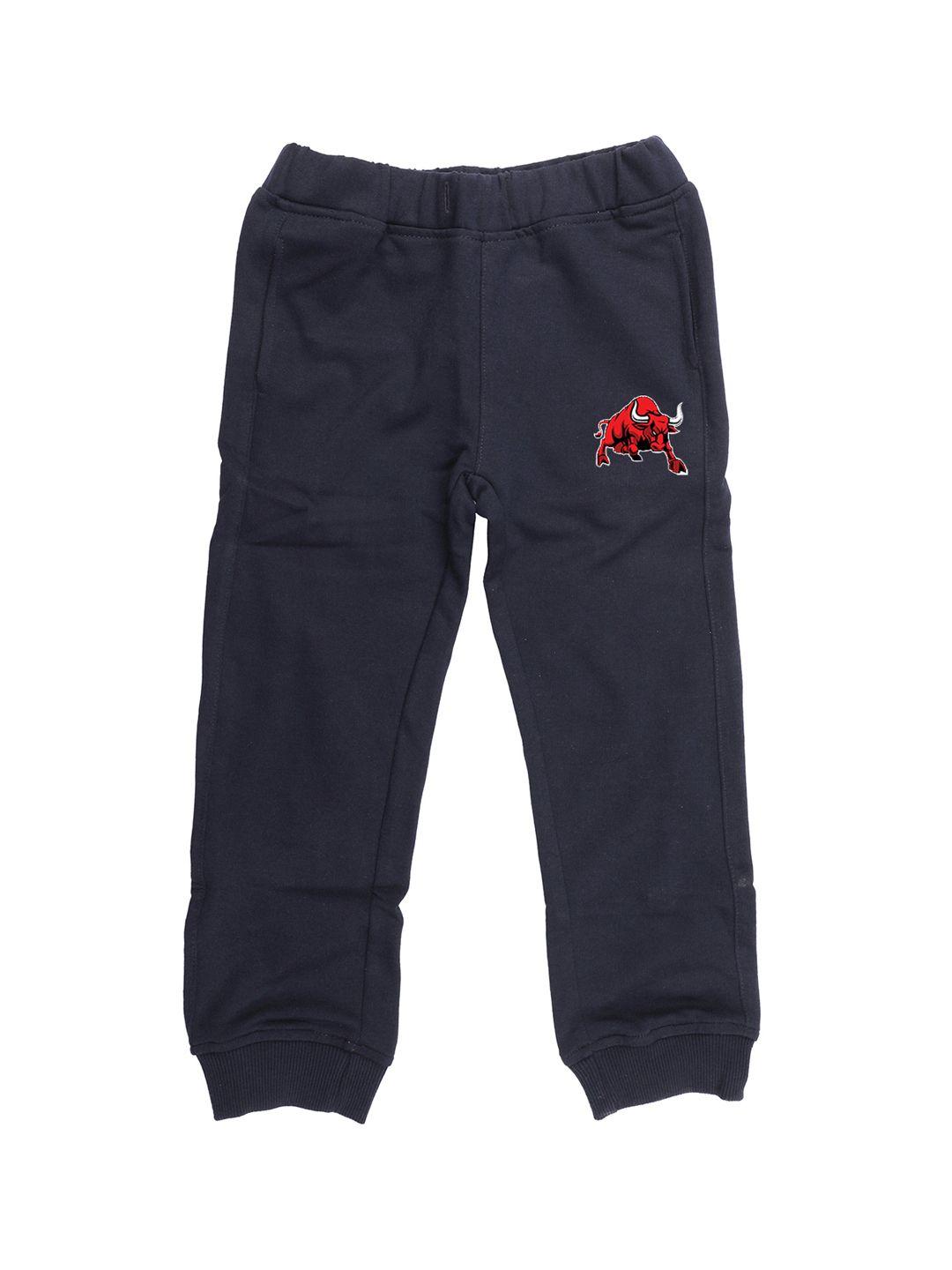 wear your mind kids navy blue solid straight fit joggers