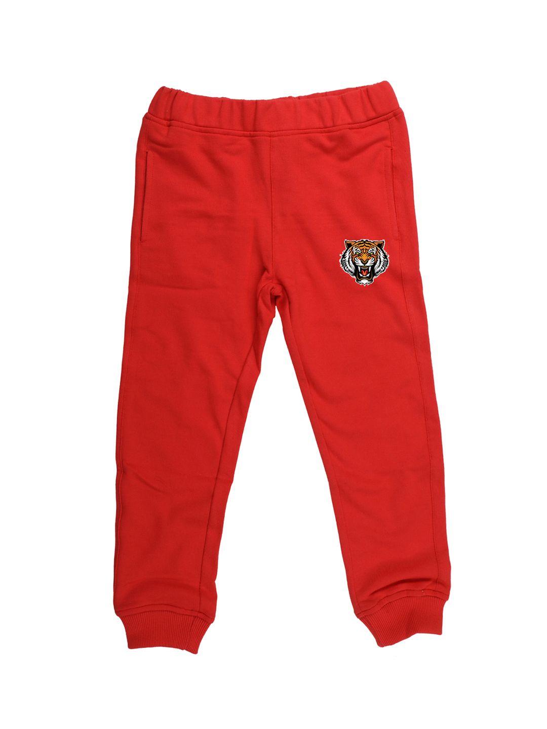 wear your mind kids red solid straight fit joggers
