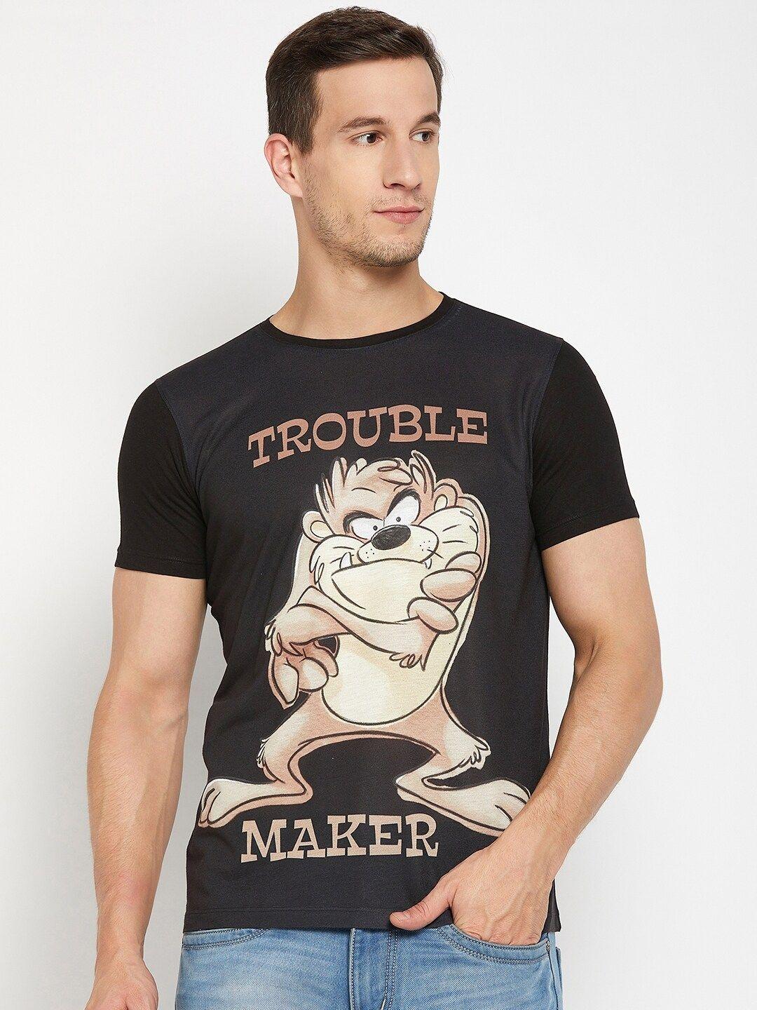 wear your mind looney tunes printed round neck t-shirt