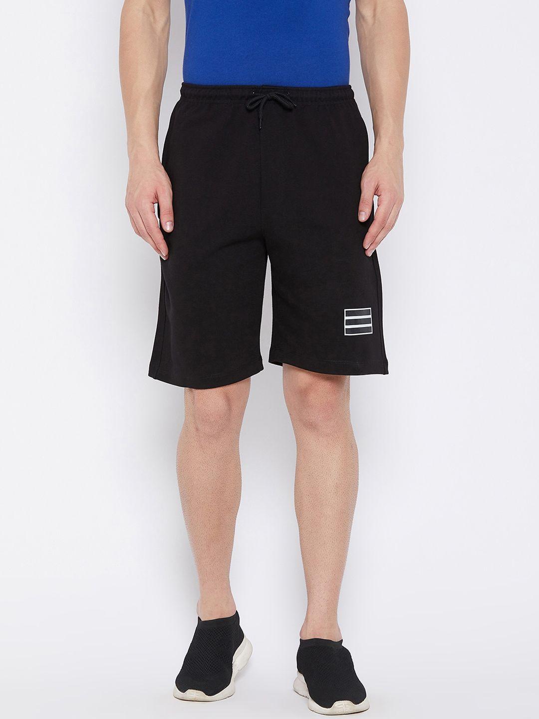 wear your mind men black mid-rise sports shorts