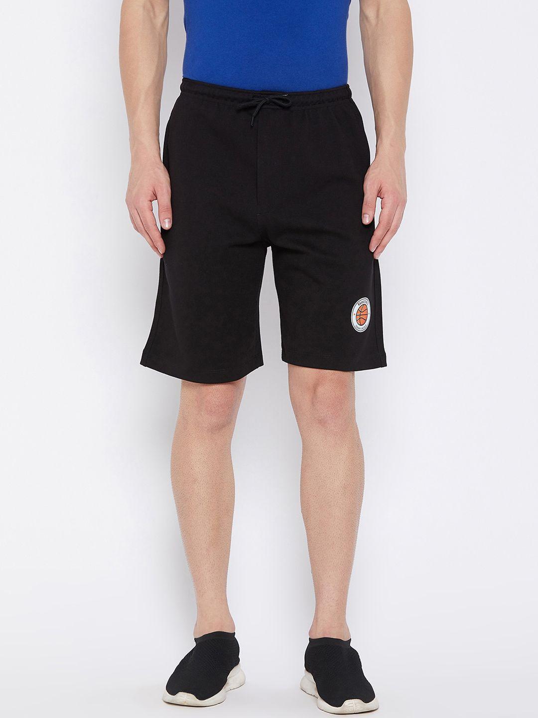 wear your mind men black mid-rise sports shorts