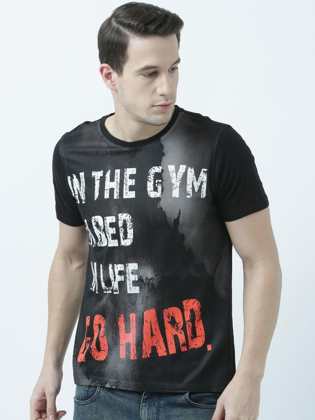 wear your mind men black printed round neck t-shirt