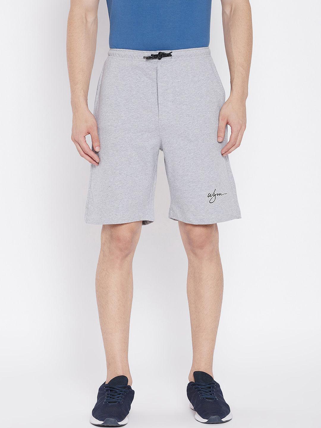 wear your mind men grey mid-rise sports shorts