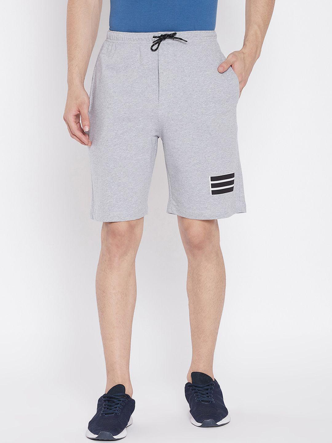 wear your mind men grey mid-rise sports shorts