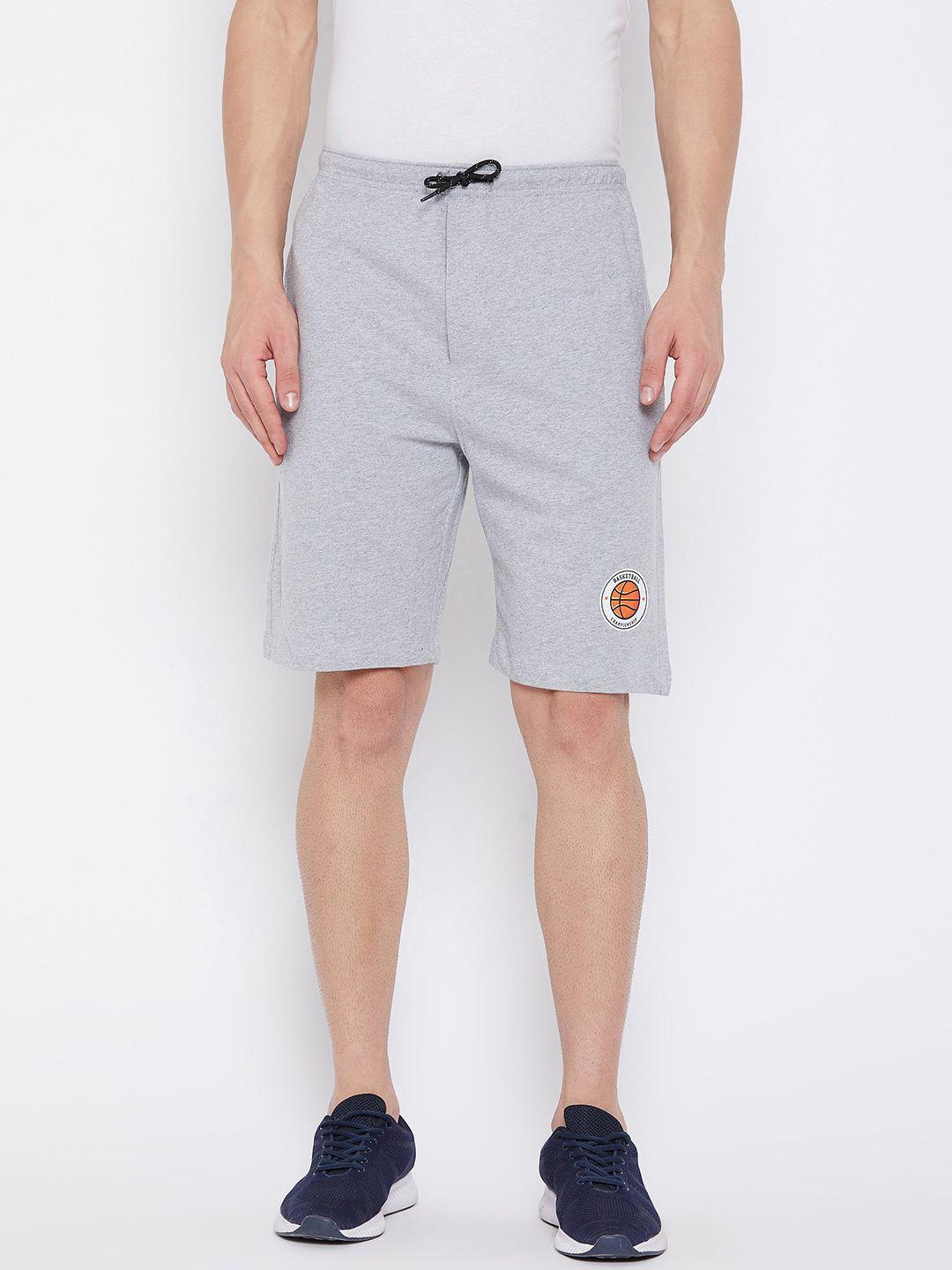 wear your mind men grey mid-rise sports shorts