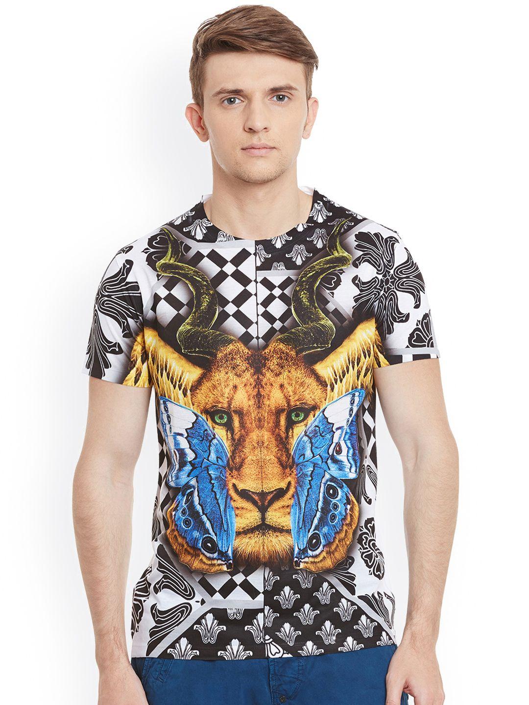 wear your mind men multicolored printed round neck t-shirt