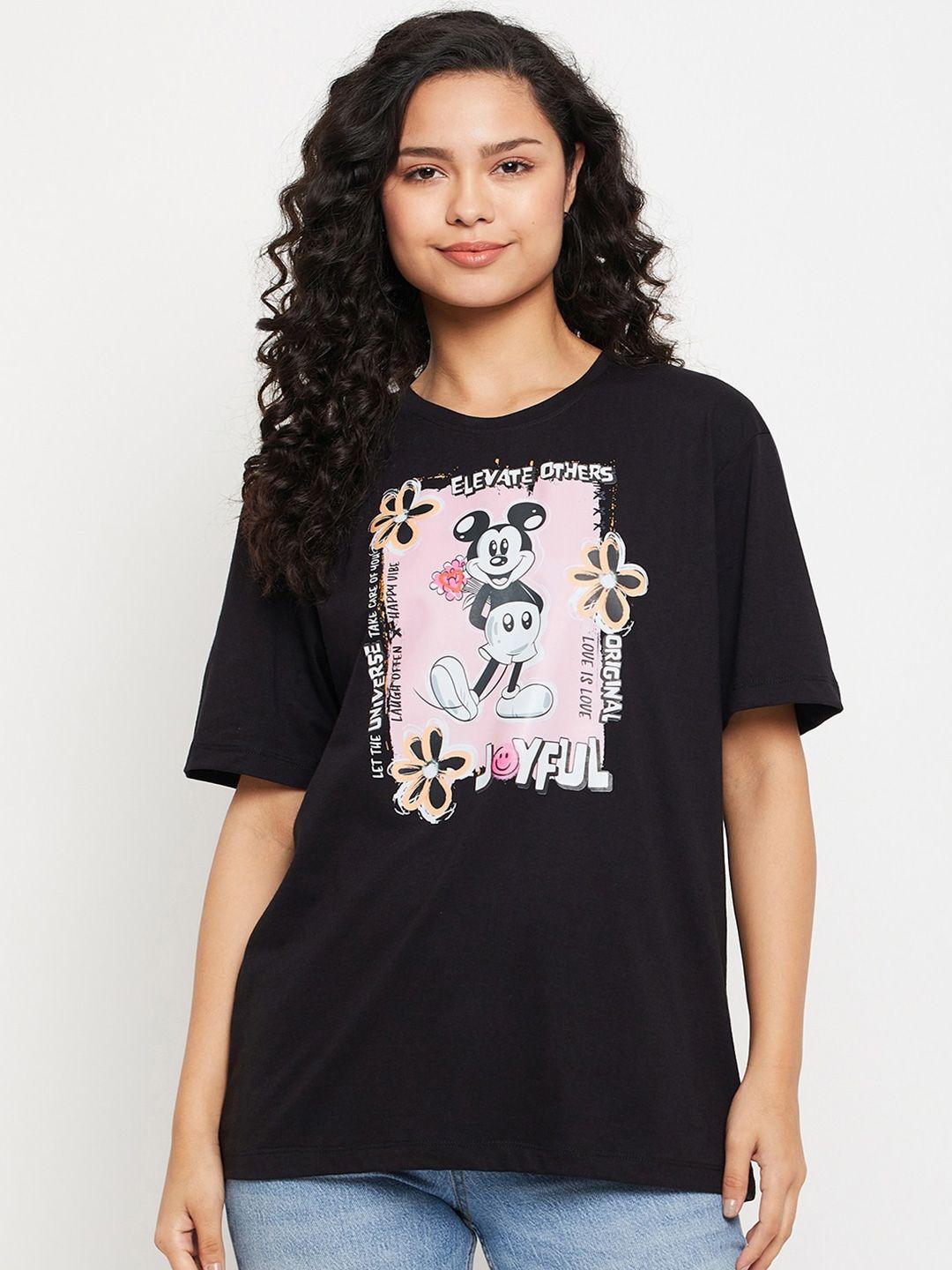 wear your mind mickey mouse printed pure cotton oversized t-shirt