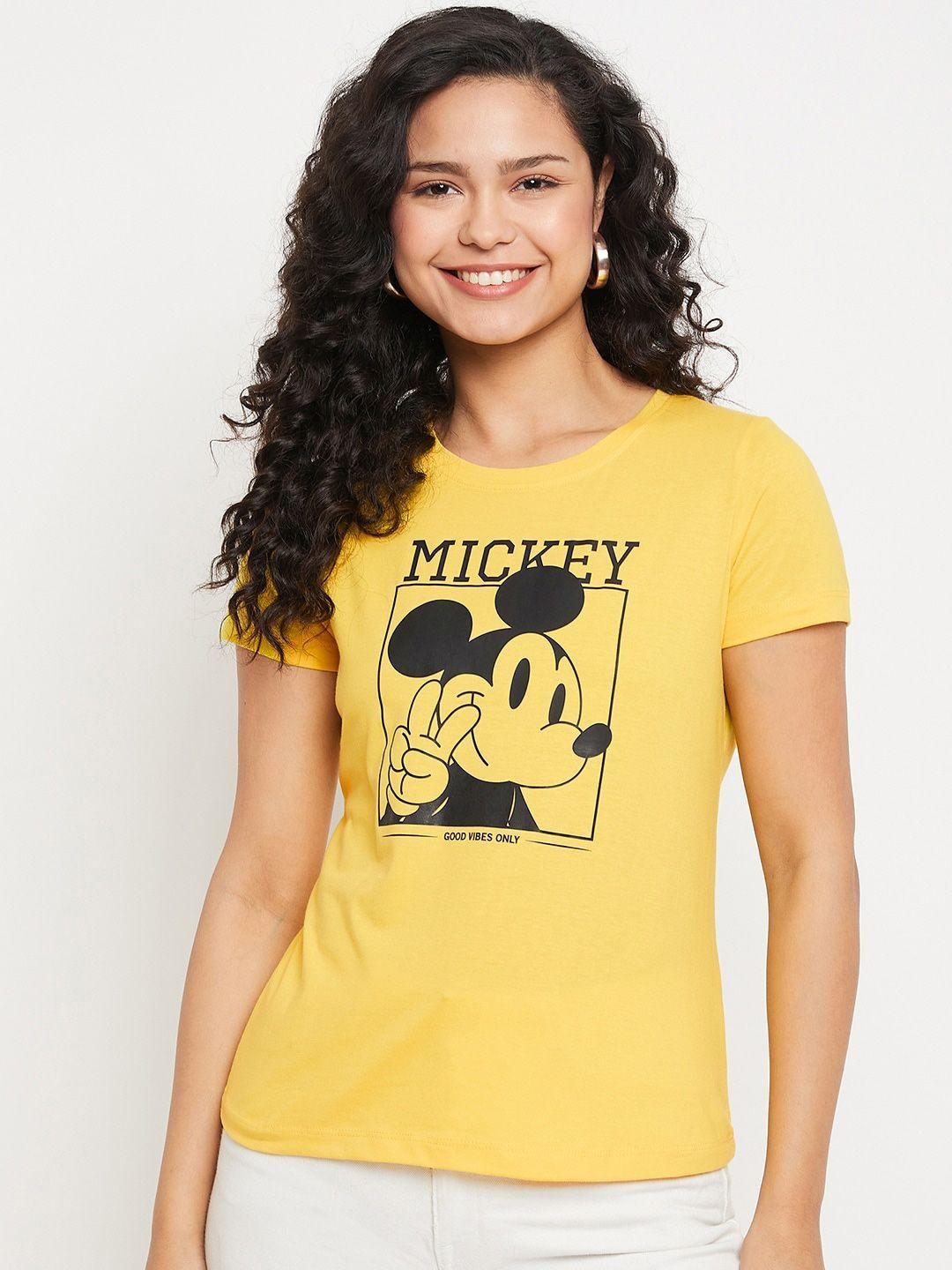 wear your mind mickey mouse printed pure cotton t-shirt