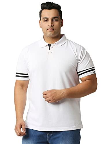 wear your opinion men's plus size stripe style polo collar neck half sleeve regular fit t-shirt (white/black, 3xl)