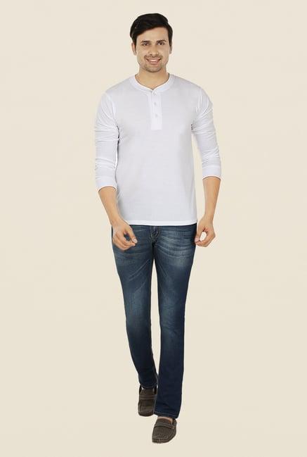 weardo white henley neck t shirt