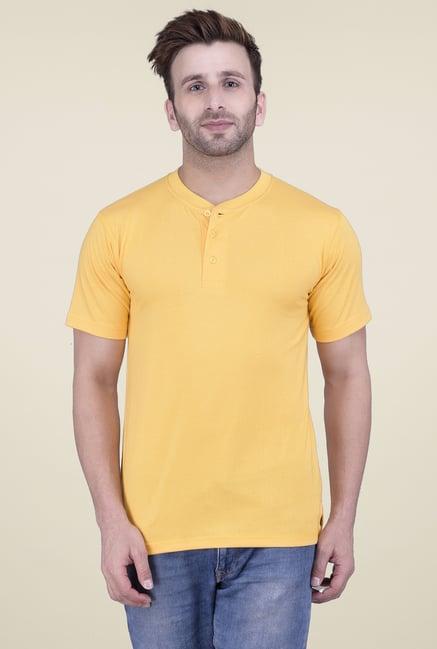 weardo yellow half sleeves henley t-shirt