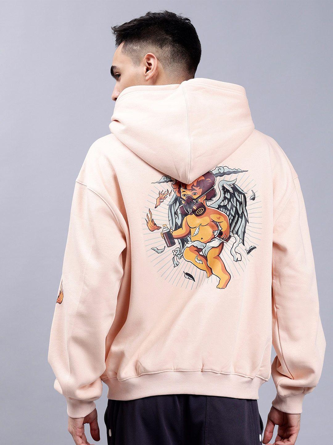 wearduds drip cupid printed hooded oversized cotton & fleece sweatshirt