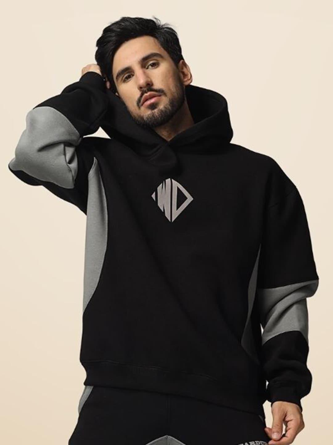 wearduds geometric printed hooded cotton oversized sweatshirt