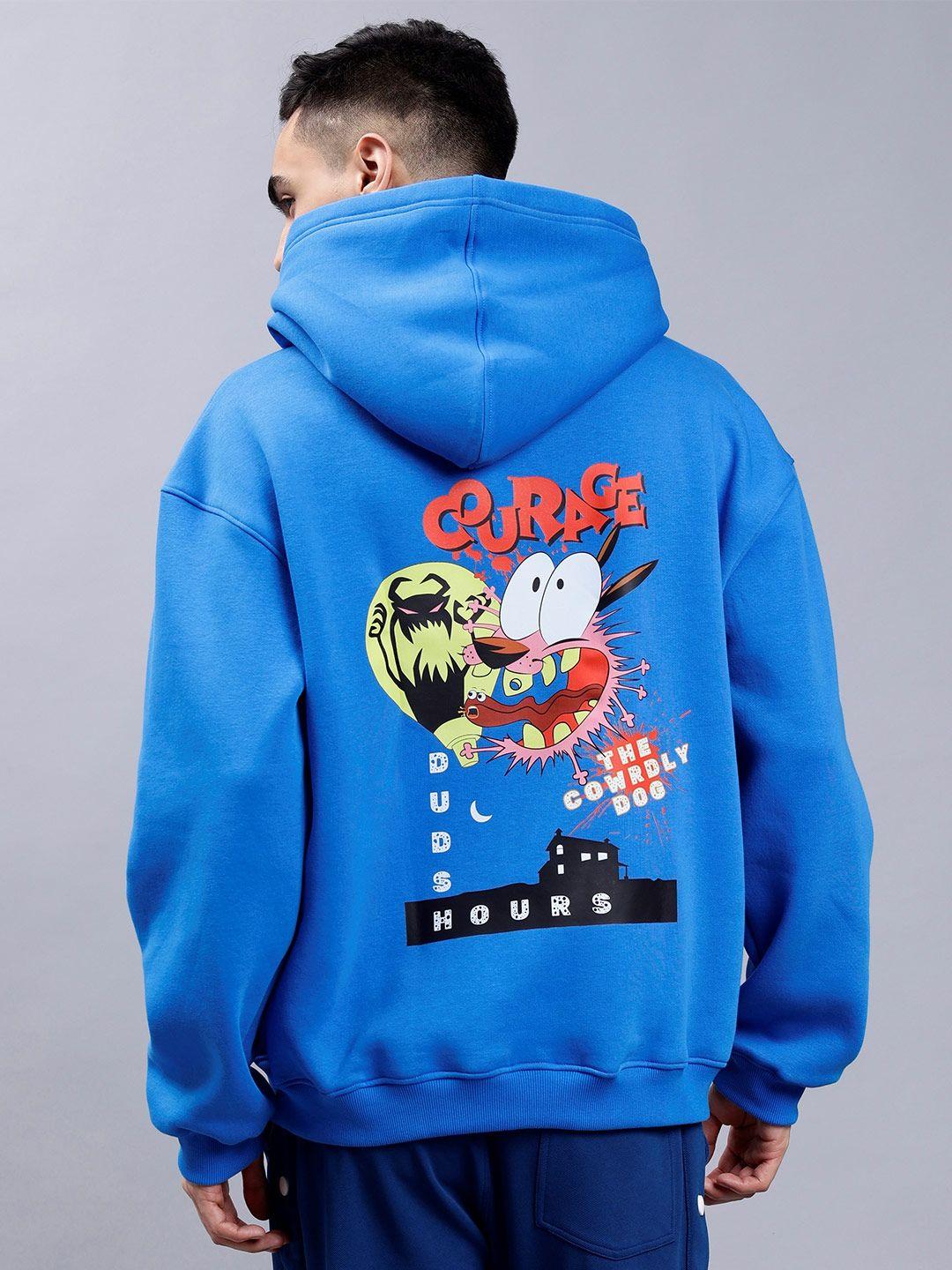 wearduds printed hooded oversized cotton & fleece sweatshirt