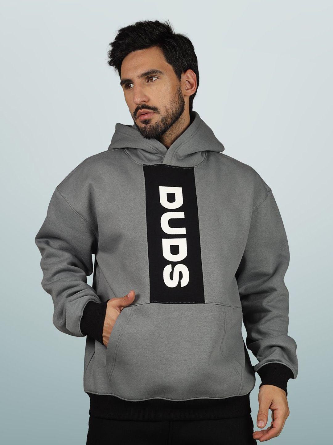 wearduds typography printed hooded cotton oversized sweatshirt