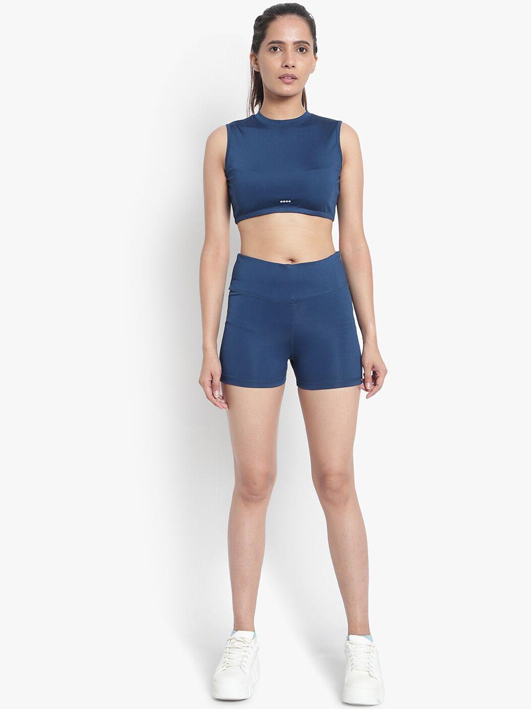 wearjukebox women blue solid top with shorts