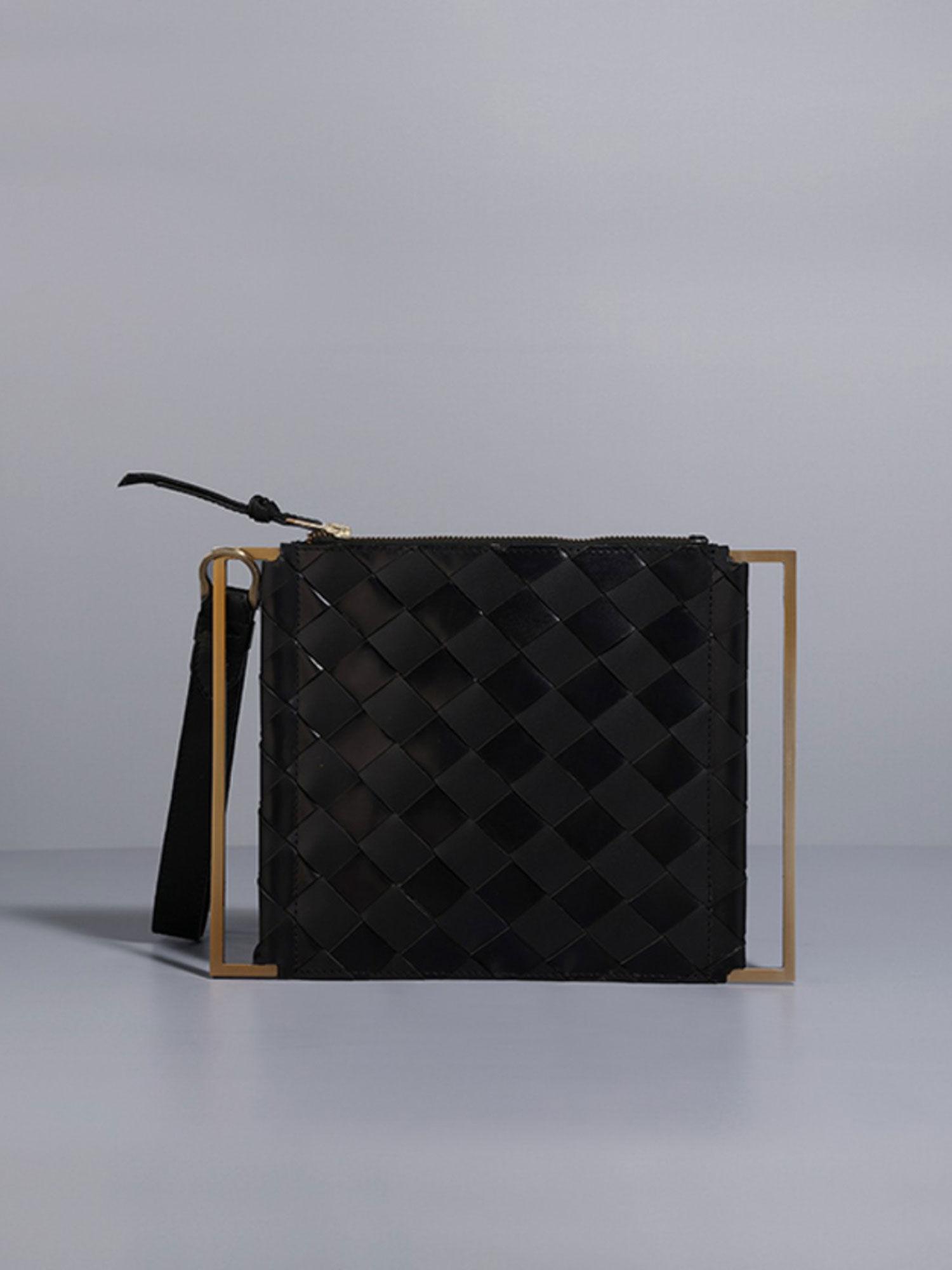 weave pochette clutch - black