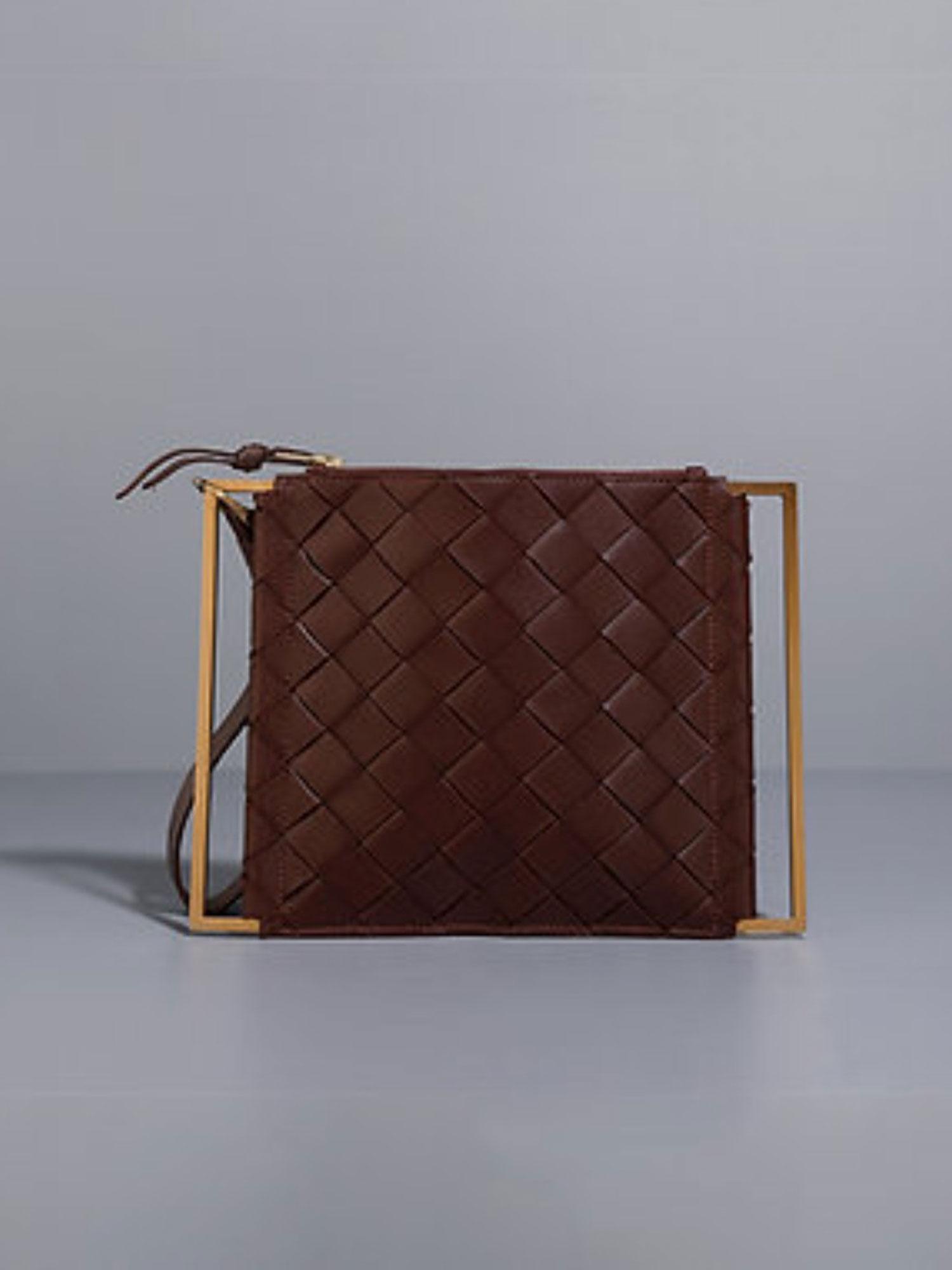 weave pochette clutch - brown