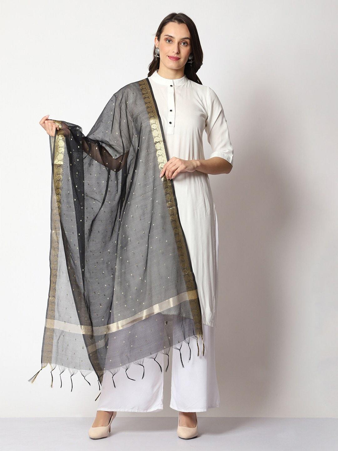 weavers villa woven design cotton silk dupatta with zari