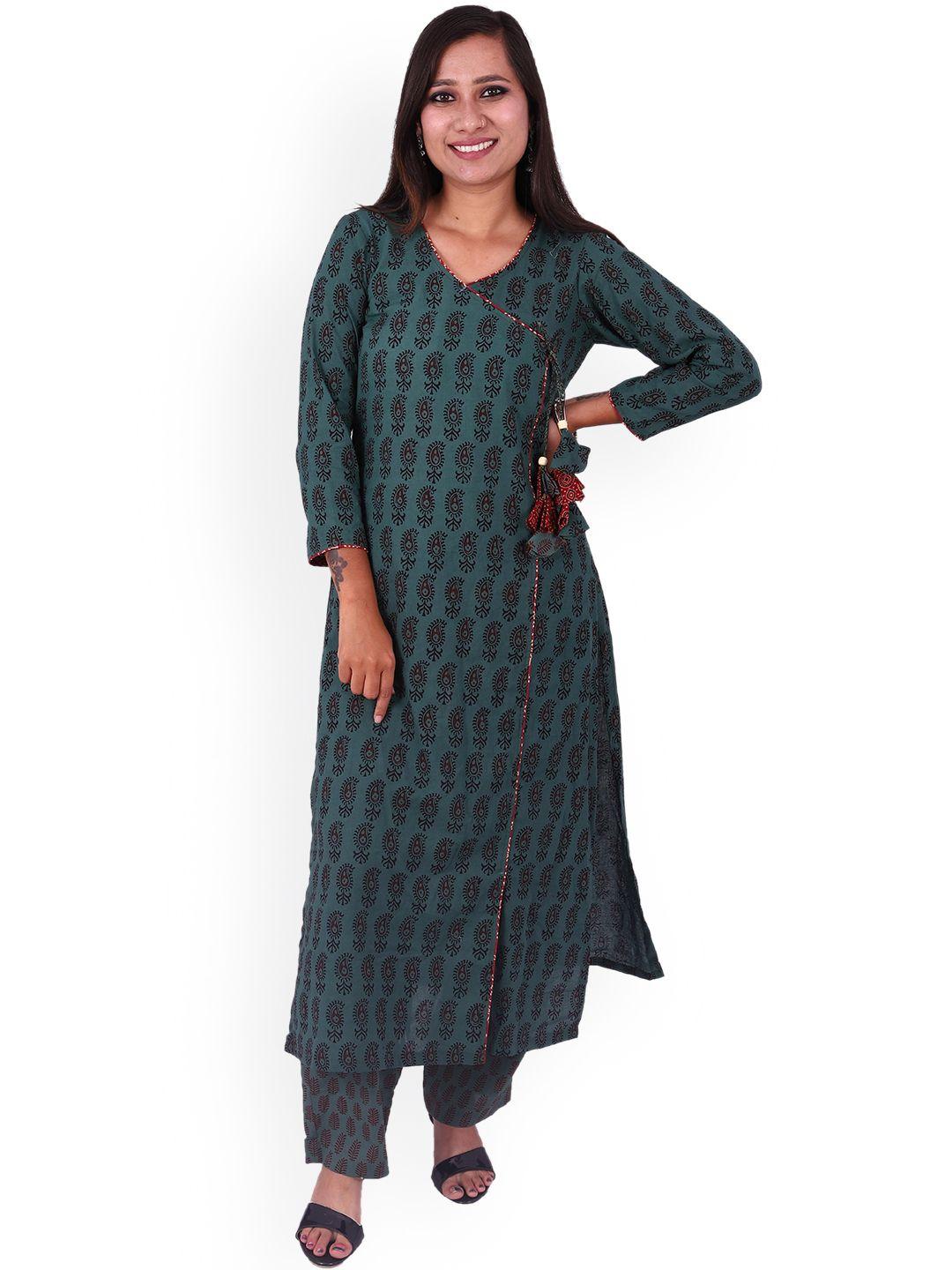 weavers saga women green kurta